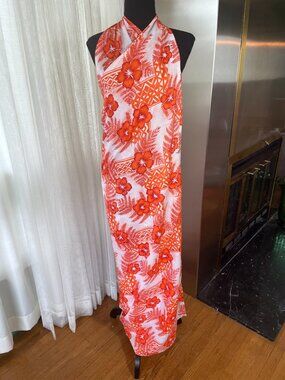 Vintage 80s Hilo Hatties Hawaii wrap dress skirt, beach coverup, up to 10